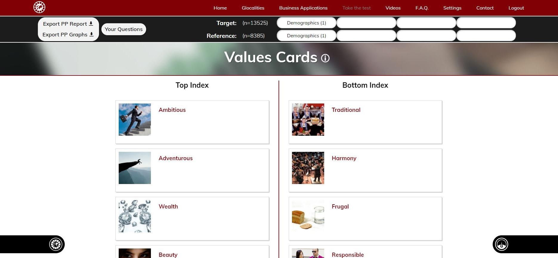 Screenshot Value Cards
